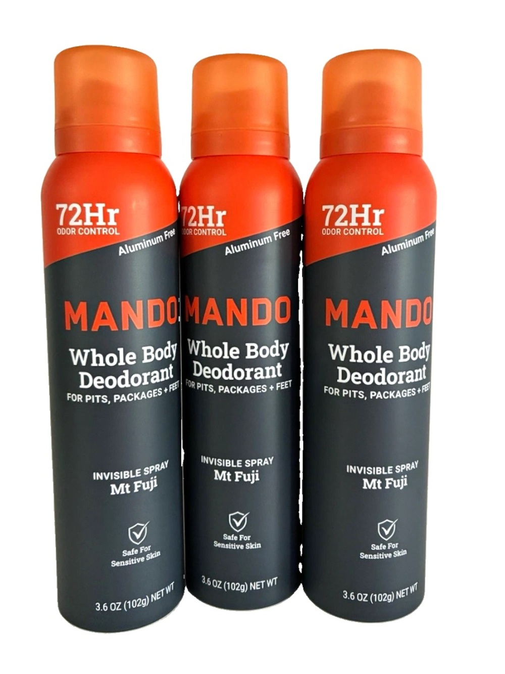 Mando Whole Body Deodorant Spray Aluminum-Free Mt Fuji 3.6 oz 3 Pack